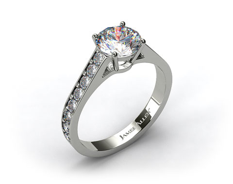 18k White Gold 0.35ct Pave Cathedral Engagement Ring